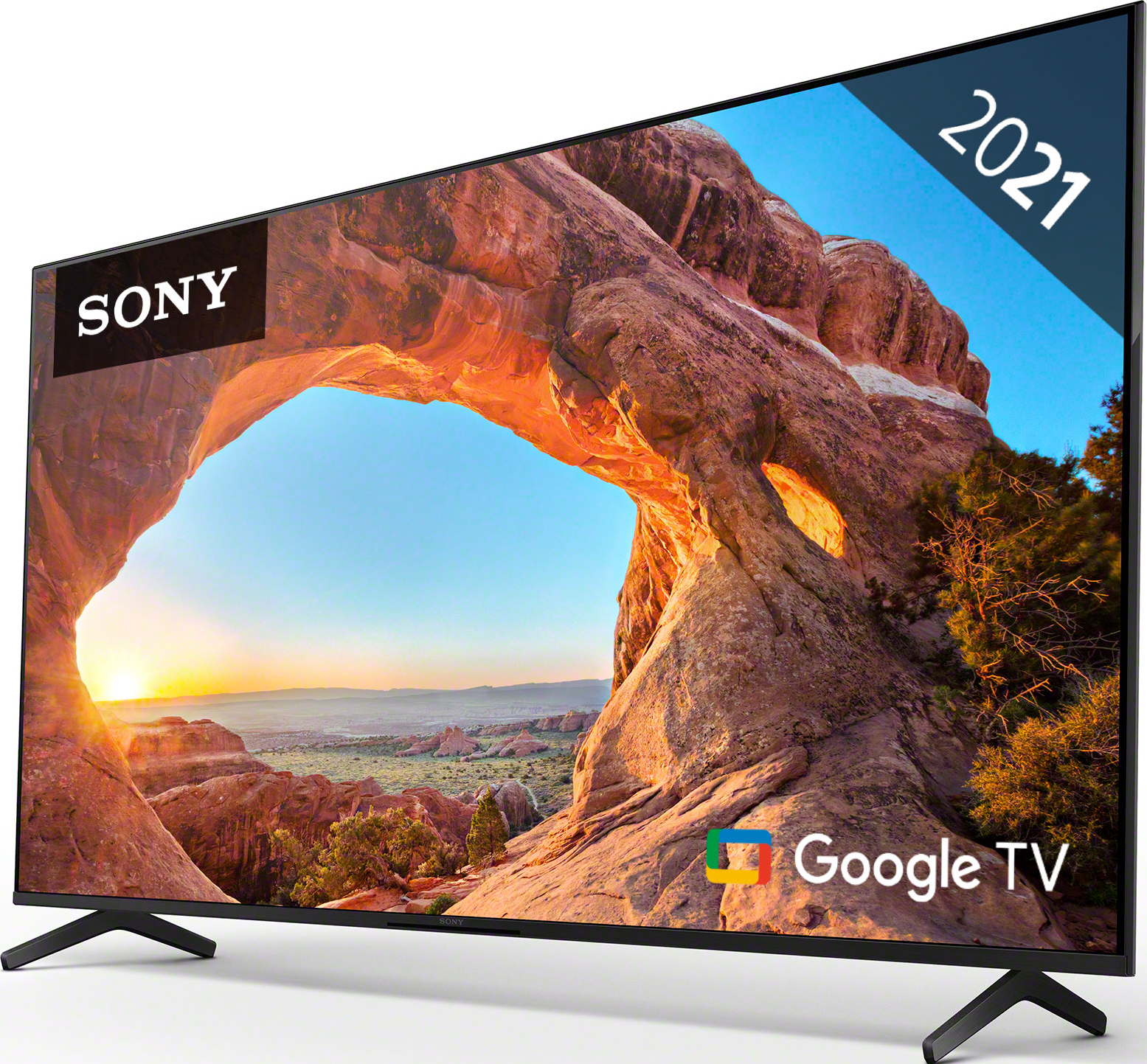 Ein Sony Google TV mit einer Wüstenlandschaft auf dem Bildschirm.