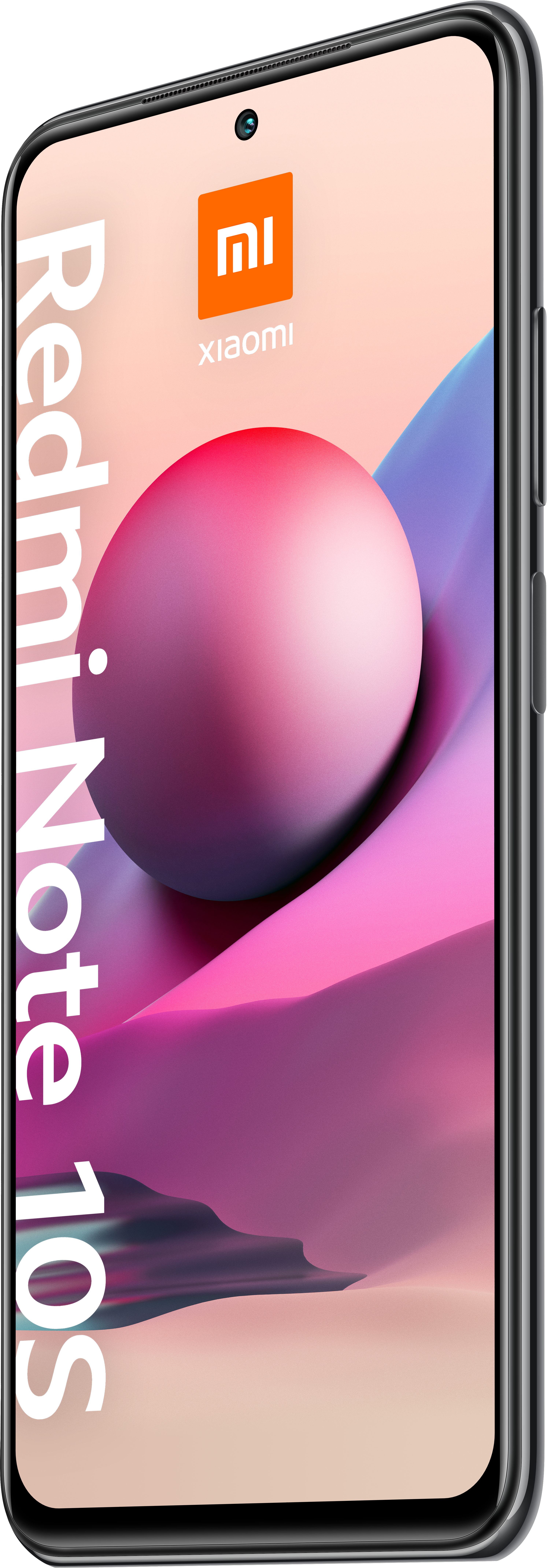Xiaomi Redmi Note 10S Telefon. Der Bildschirm zeigt den Namen und das Xiaomi Logo.