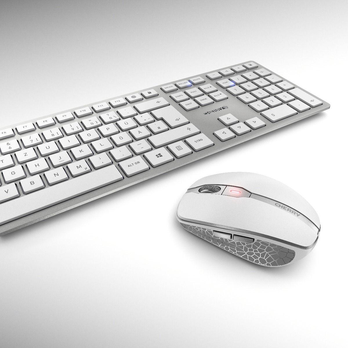 CHERRY DW 9000 SLIM, Tastatur & Maus Set, Standard, Kabellos, Silber/Weiß