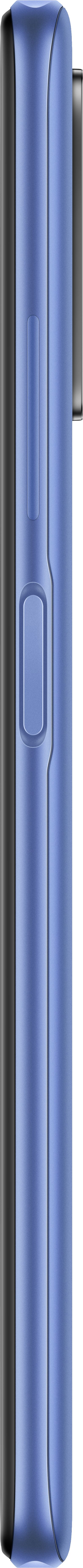 Seitenansicht eines blauen Smartphones mit Knöpfen an der Seite.