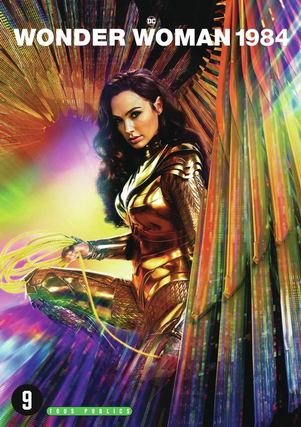 Movie cover: Wonder Woman in golden armor. Title: Wonder Woman 1984.