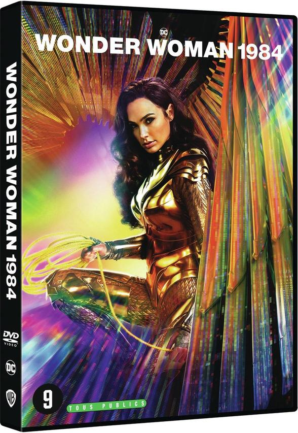 Wonder Woman 1984 DVD cover featuring Gal Gadot in a golden costume.