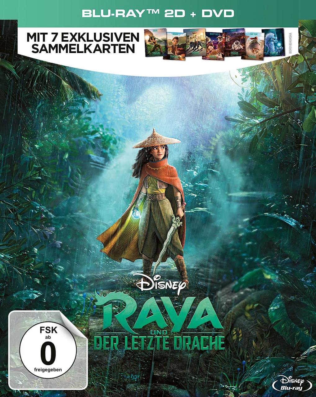 Raya und der letzte Drache Blu-ray-Cover mit Hauptfigur im Wald.