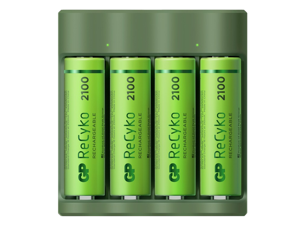 Pilas Recargables Con cargador gp eco b421 4x recyko 2000 series usb verde 4