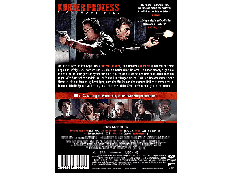 Thumbnail - Righteous Kill - Kurzer Prozess DVD
