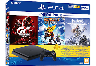 SONY PS4 500GB Mega Paket (Horizon ZD CE + GT Sport + Ratchet & Clank + 3 Aylık PS Plus) Oyun Konsolu