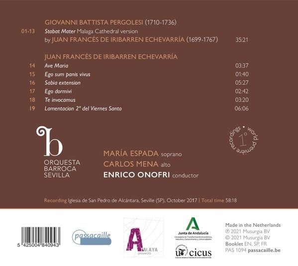 Espada/Mena/Onofri/Orquesta Barroca Sevilla - Stabat Mater And Motetten  - (CD)