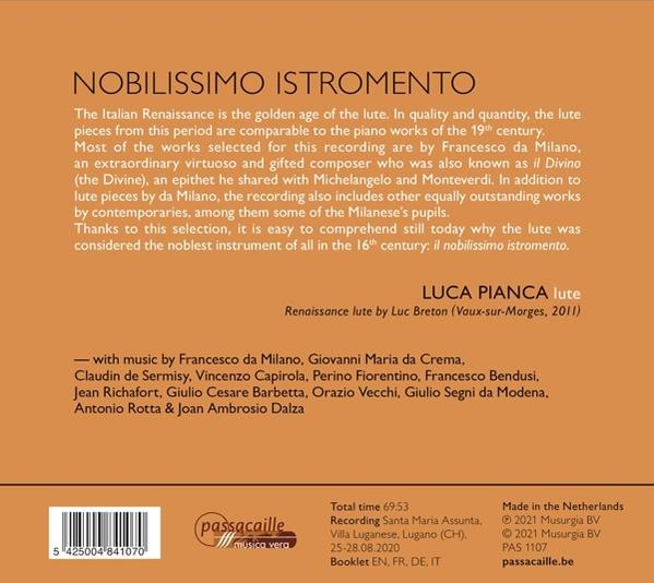 Luca Pianca - Nobilissimo Istromento-Lautenmusik der Renaissance  - (CD)