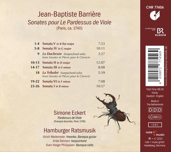 Simone Hamburger Ratsmusik/eckert - Sonates pour Le Pardessus de Viole  - (CD)