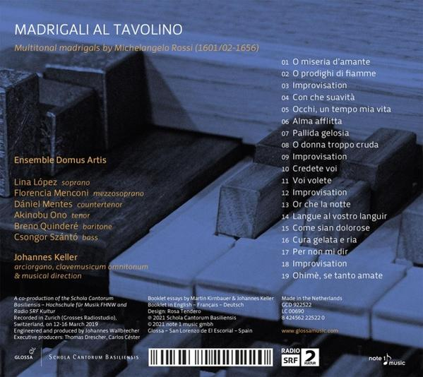 Johannes/ensemble Domus Artis Keller - Madrigali al tavolino-Multitonale Madrigale  - (CD)