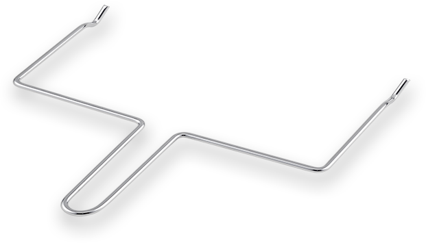 A silver metal wrench, bent in three sections.