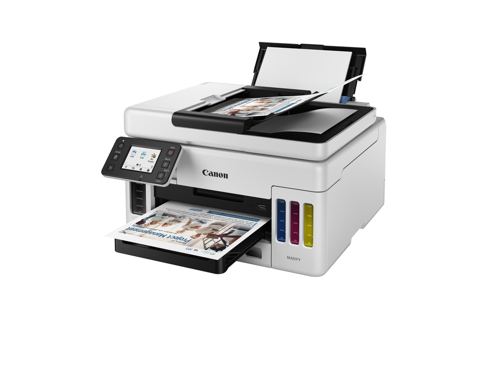 Impresora multifunción - Canon Maxify GX6050, Tinta, 24 ppm, Color y B/N, Escáner, 600 x 1200 ppp, LAN, Blanco