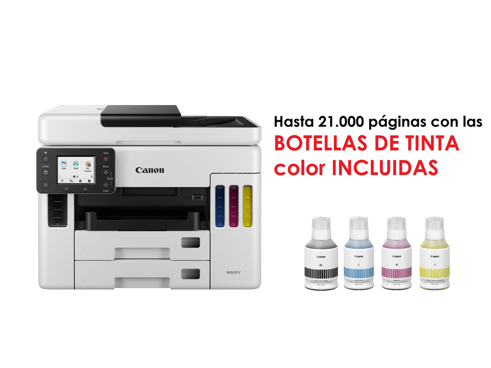 Impresora multifunción - Canon Maxify GX7050, Tinta, 24 ppm, 600 x 1200, Color&B/N, Escáner, Fax, LAN, Blanco