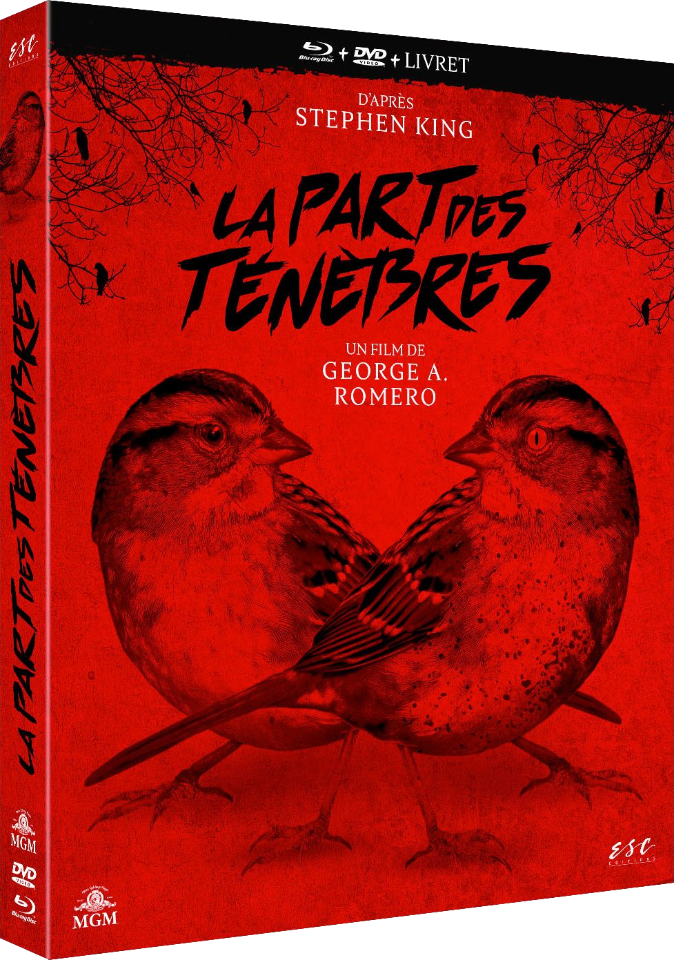 Couverture de DVD avec deux oiseaux et texte en français. Fond rouge.