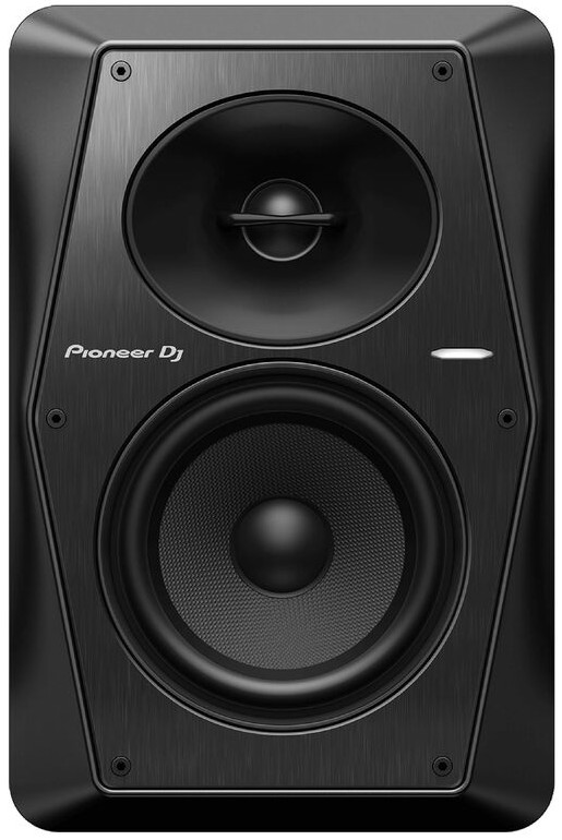 Zwarte Pioneer DJ-luidspreker. Voorzien van woofer, tweeter en het Pioneer DJ-logo.