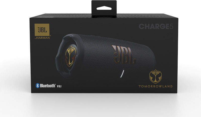 JBL Charge 5 Tomorrowland Edition Bluetooth Wasserfest Lautsprecher, Schwarz