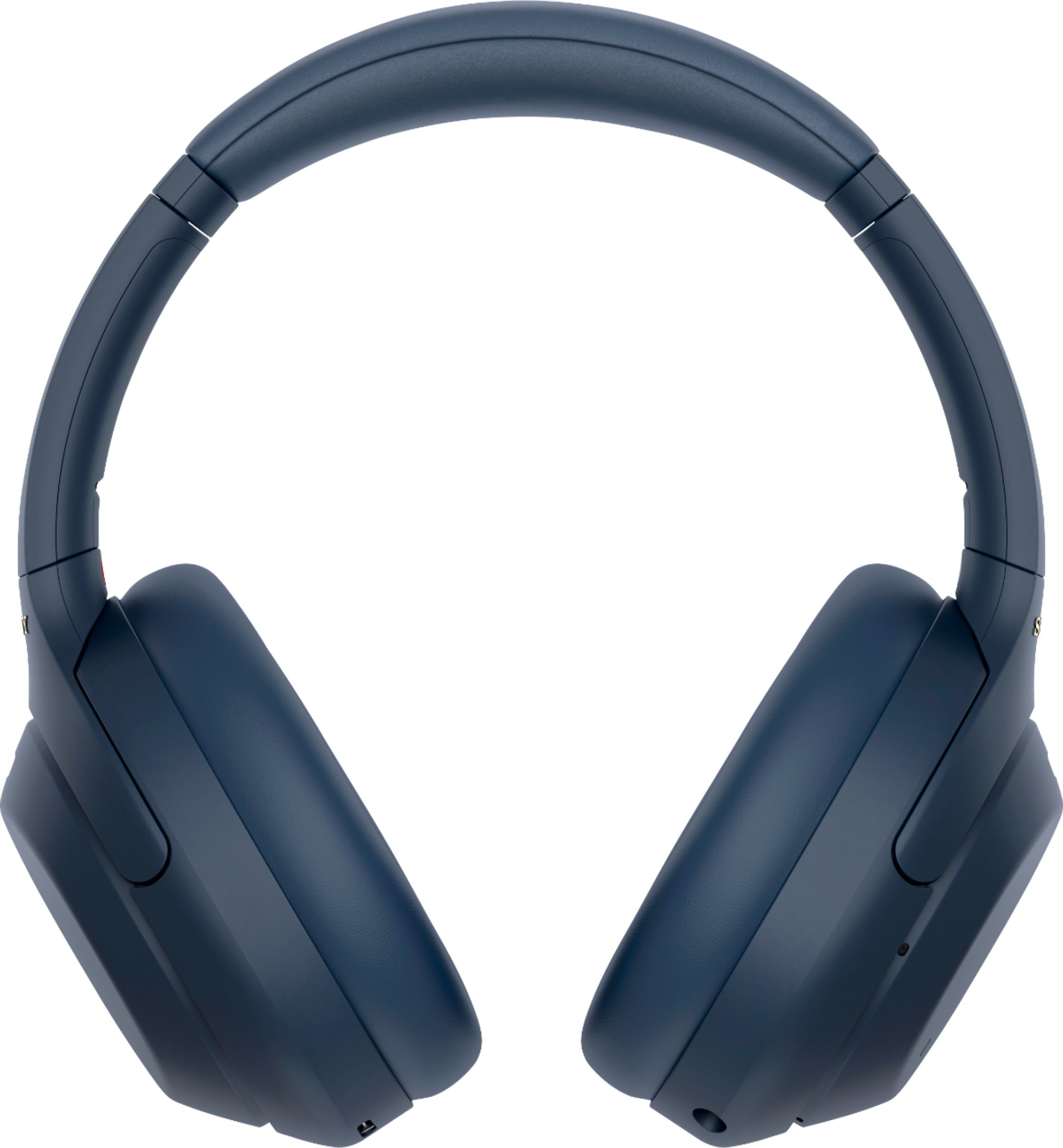 Casque bleu sur fond blanc.