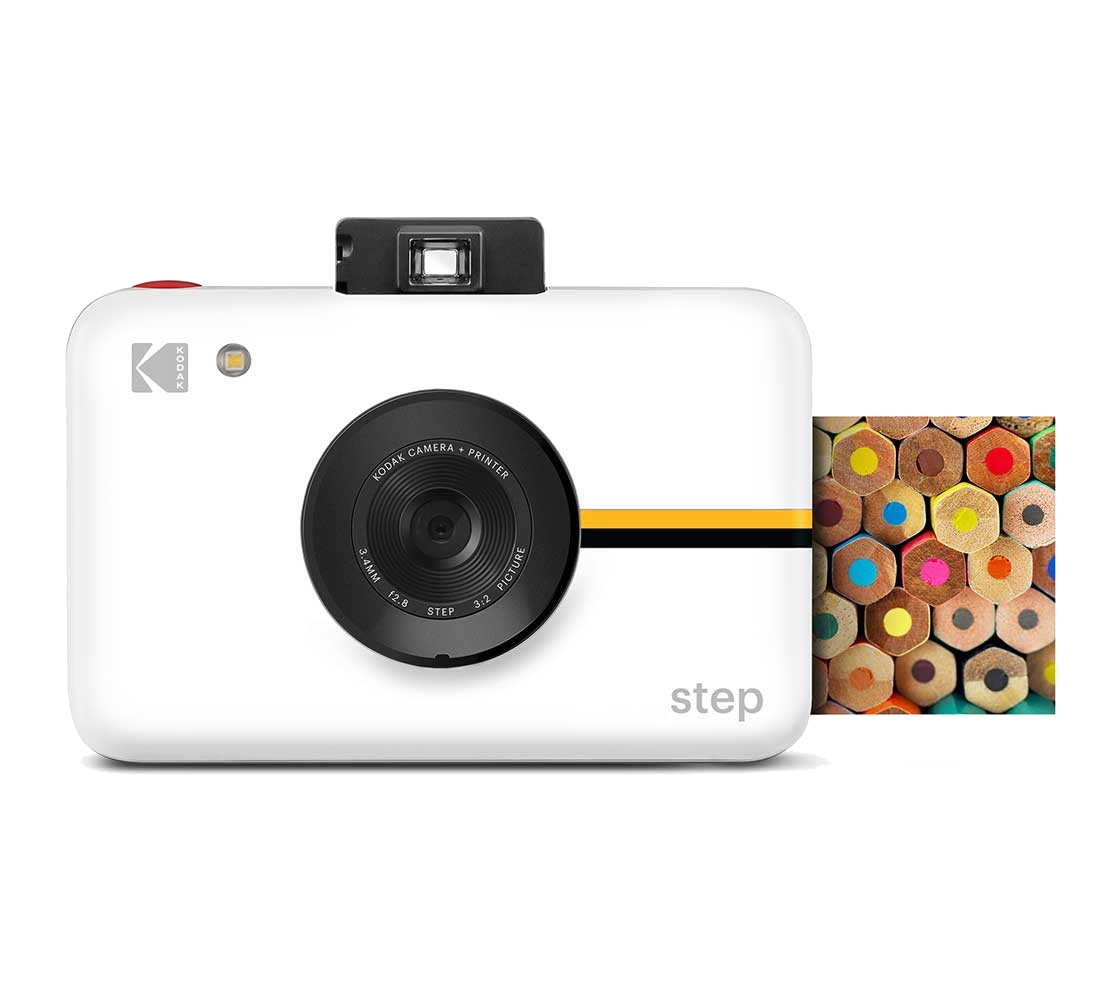 Impresora fotográfica - Kodak Step, Impresiones 2″ x 3″, Indicadores LED, MicroSD, Modo Fotomatón, Blanco