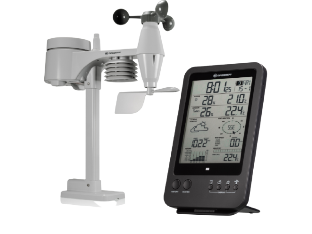 Bresser Wetter Con sensor exterior 5en1 mediciones completas optics 7002510 batería negro 5 1 center weather mide la