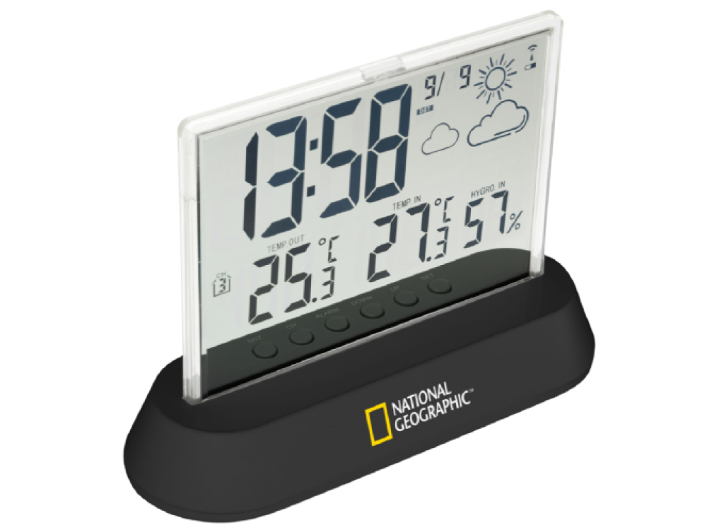 National Geographic 9070300 transparente pilas despertador natgeo display bresser translucidus reloj dcf 1 sensor