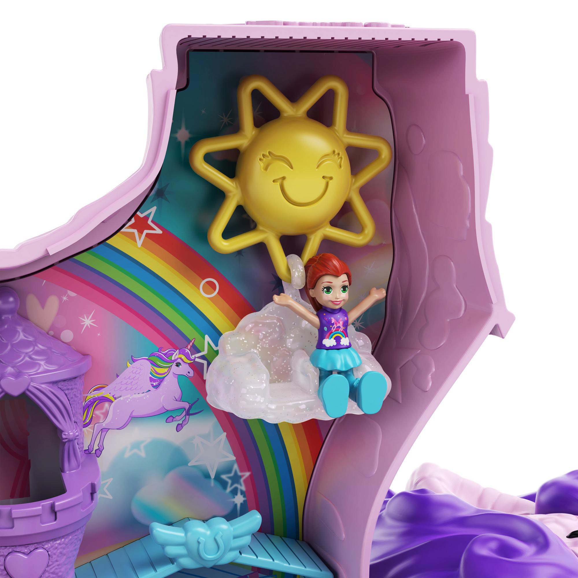POLLY POCKET Einhorn-Party, Polly und Lila Puppe und 25+ Überraschungen Spielset Mehrfarbig