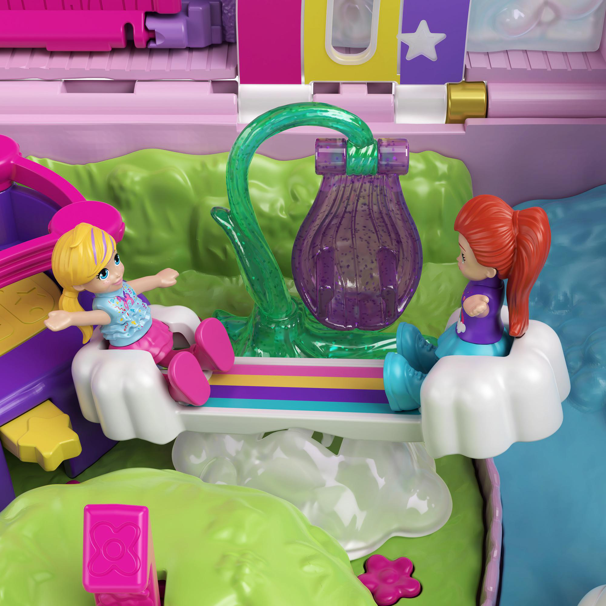 POLLY POCKET Einhorn-Party, Polly und Lila Puppe und 25+ Überraschungen Spielset Mehrfarbig