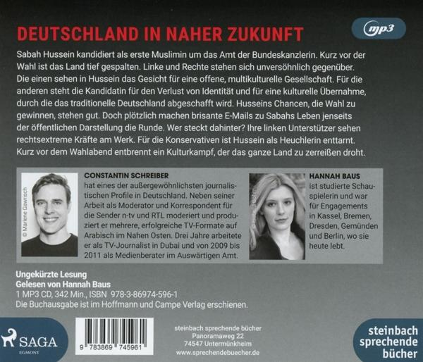 Buchcover mit deutschem Text und Bildern von zwei Personen. Titel: 'DEUTSCHLAND IN NAHER ZUKUNFT'.