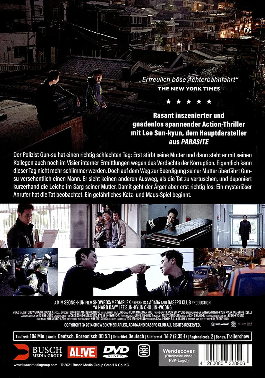 DVD-Hülle mit Filmplakat. Das Plakat zeigt Schauspieler, Stadt bei Nacht. Text auf Deutsch.