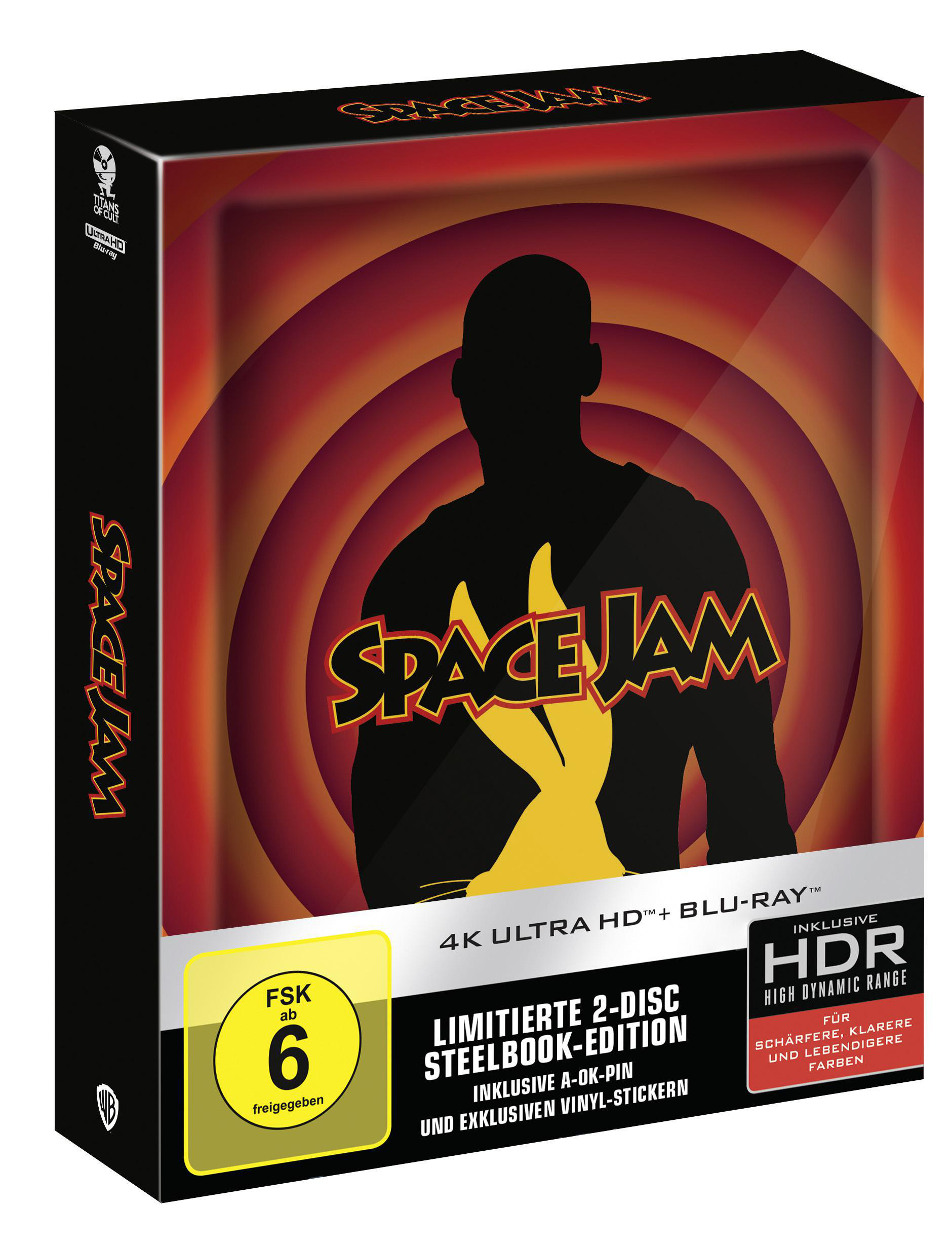 Space Jam Blu-ray Box-Set mit dem Logo und den Figuren des Films.