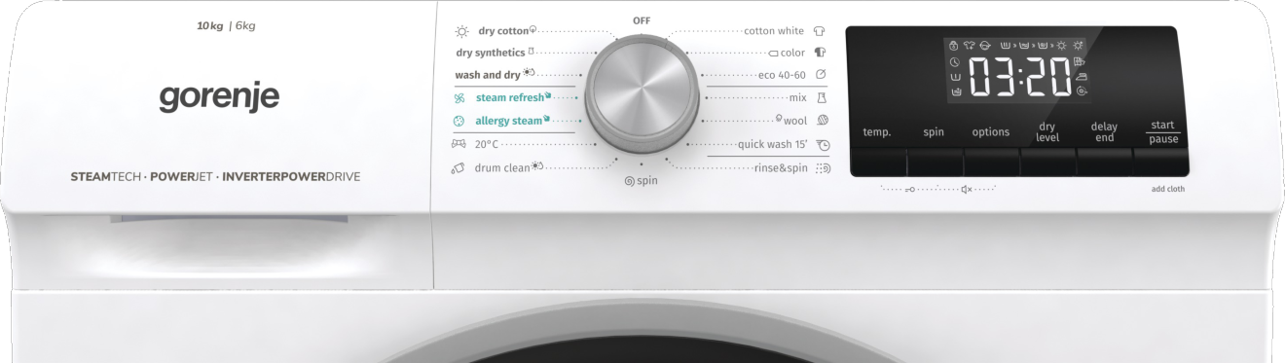 GORENJE WD10514S mosó-szárítógép, Inverter motor, LED kijelző, SteamRefresh főzprogram