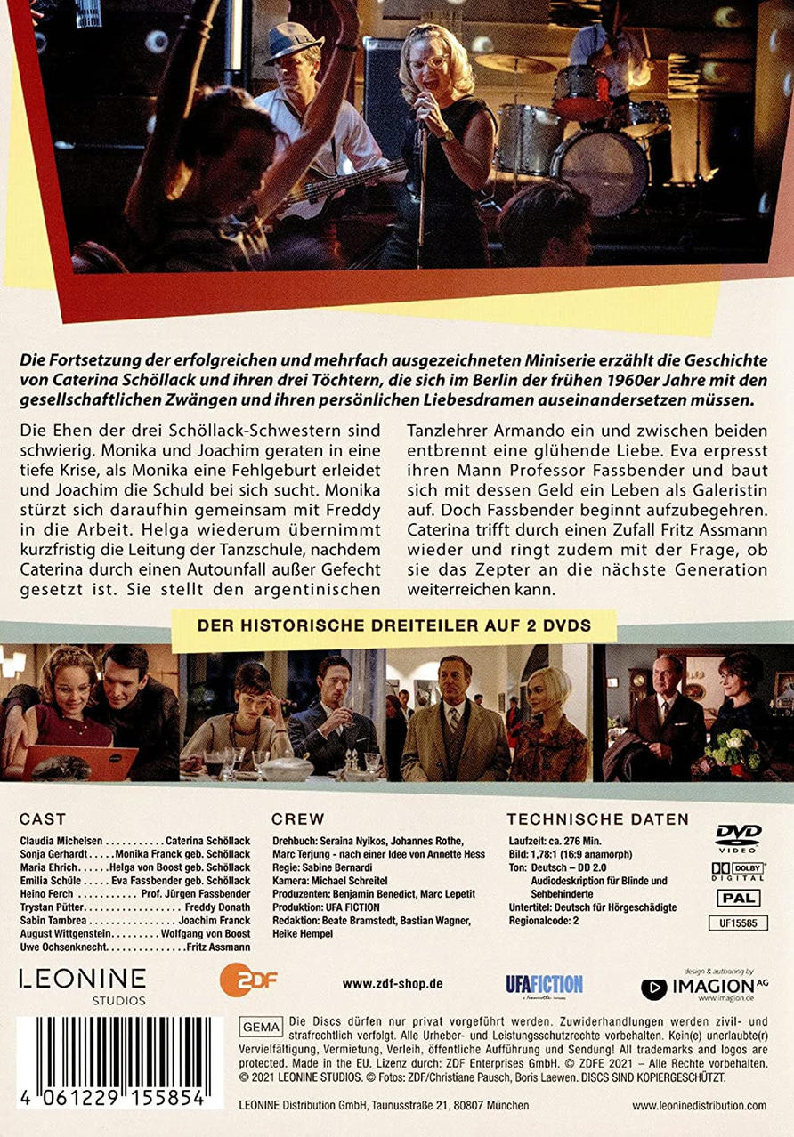 Rückseite der DVD-Hülle. Text auf Deutsch. Menschen auf Bühne, Orchester, Text über ein Stück.