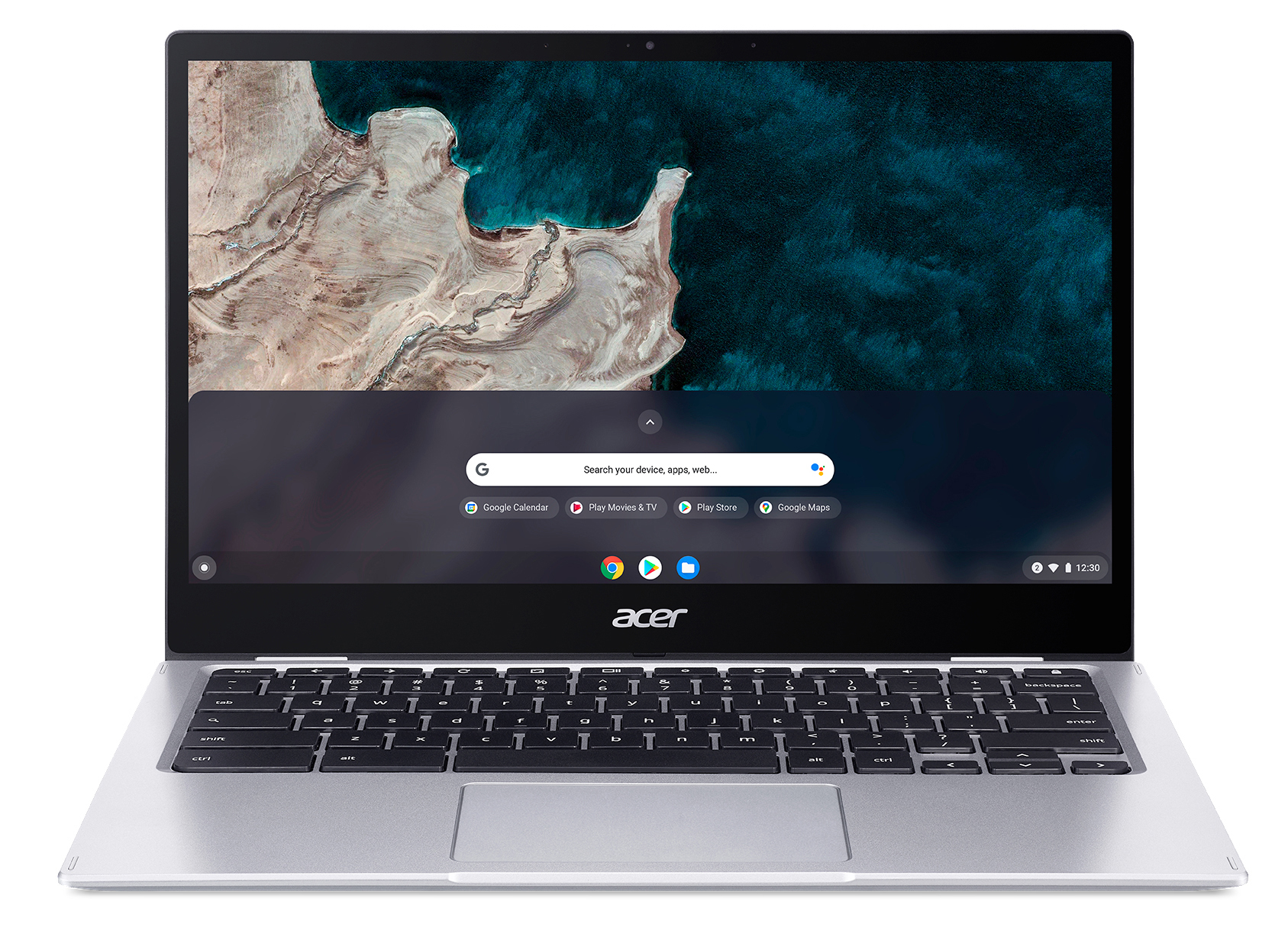 GB Tastaturbeleuchtung, Touchscreen, Chromebook, OS Display 7c Spin eMMC, Silber 4 Google RAM, 513 Onboard Zoll Chromebook 64 GB 13,3 Qualcomm mit Adreno™ (CP513-1H-S72Y) Graphics, Chrome ACER mit Prozessor,