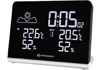Estación meteorológica - Bresser ClimaTemp TB 7007200, 1 Sensor exterior, LCD, Función de señal, Negro,