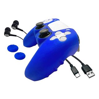 Pack gaming - Blackfire 5 in 1 Controller Gamer Kit, Para PS5, Funda, Auriculares, Grips, Cable de carga, Azul