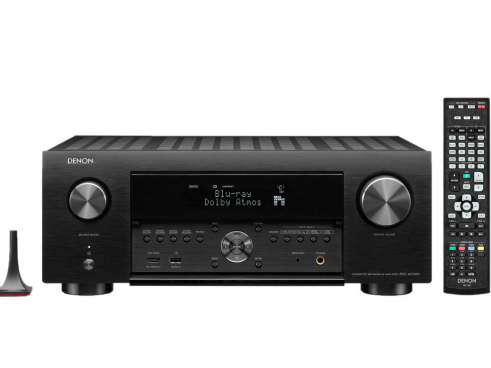 Receptor AV - Denon AVC-X4700H, 200 W, 8K UHD vía HDMI, DTS, Dolby Atmos, IMAX Enhanced, Negro