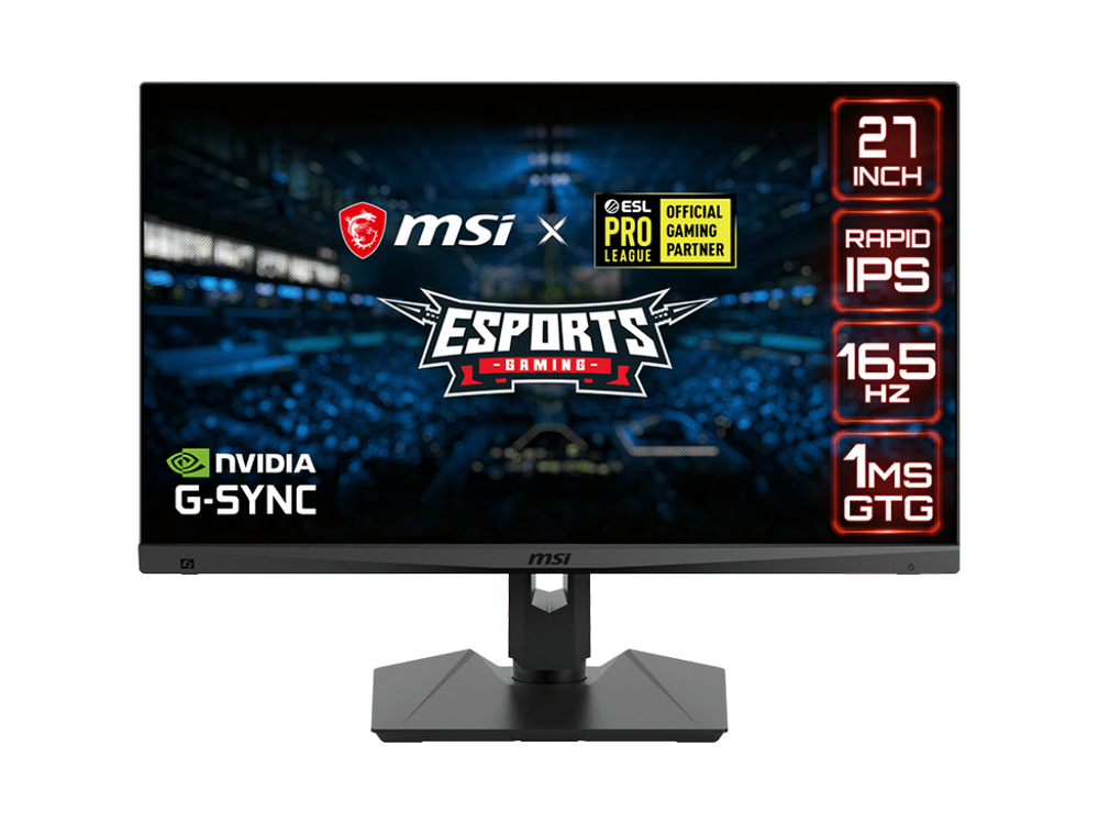 Monitor gaming - MSI Optix MAG274QRF-QD, 27" WQHD, Rapid IPS, 1 ms, 165 Hz, Nvidia® G-Sync®, HDR Ready, Negro