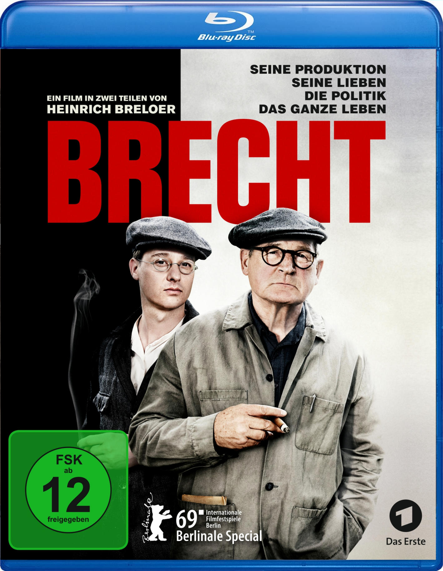 Filmcover mit zwei Männern mit Hüten und einem Titel, Brecht. Blu-Ray Disc.