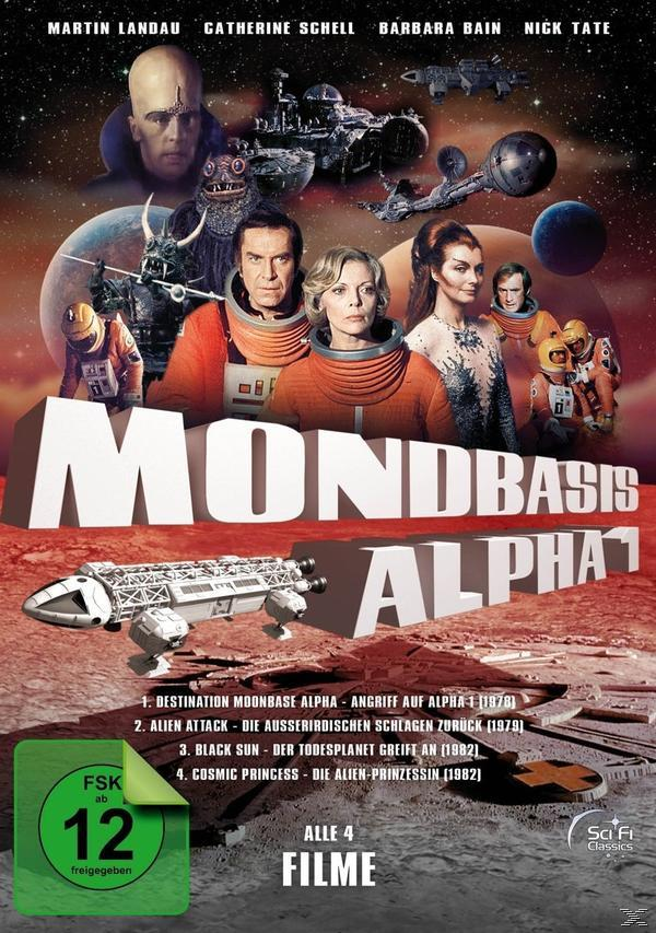 Filmposter für 'Mondbasis Alpha 1', mit Darstellern und Raumschiff.