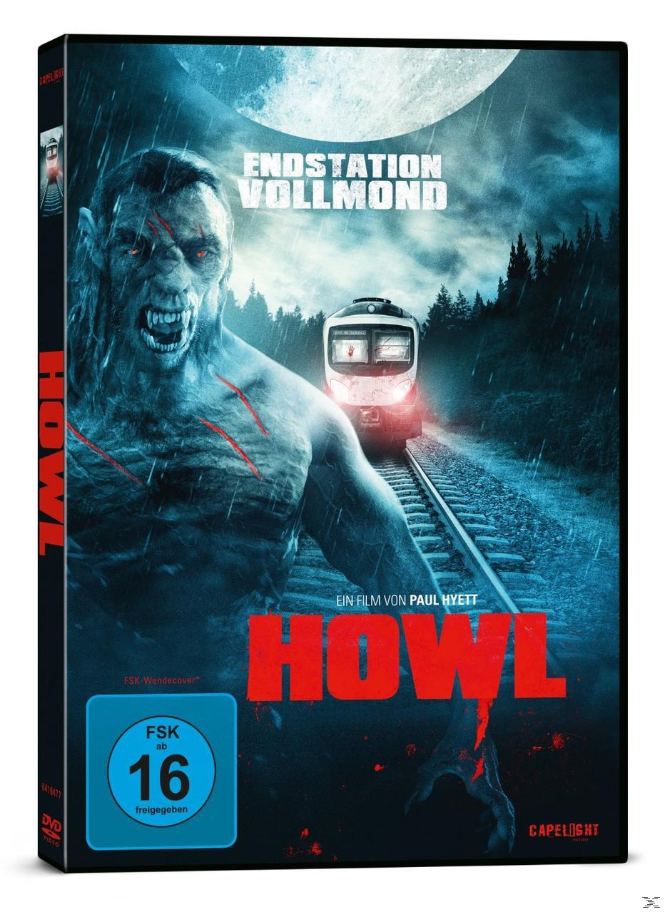 DVD-Cover: Ein Werwolf und ein Zug. Filmtitel ist 'Howl'.
