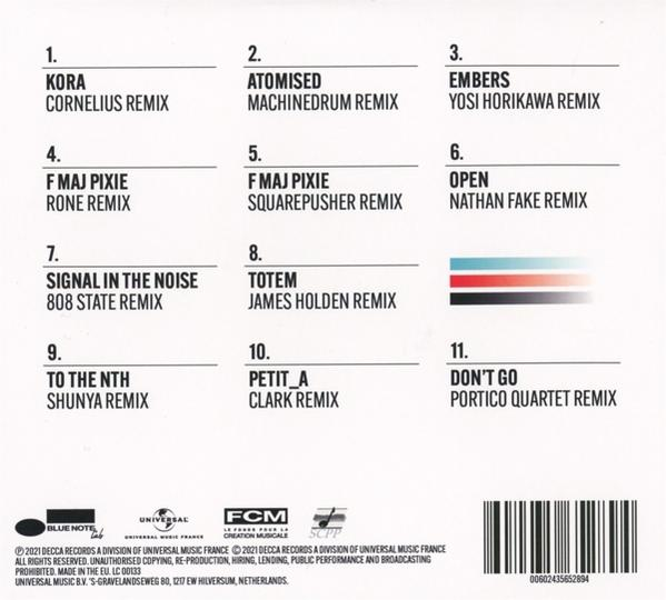 Une pochette de CD avec des listes de titres et un design coloré.