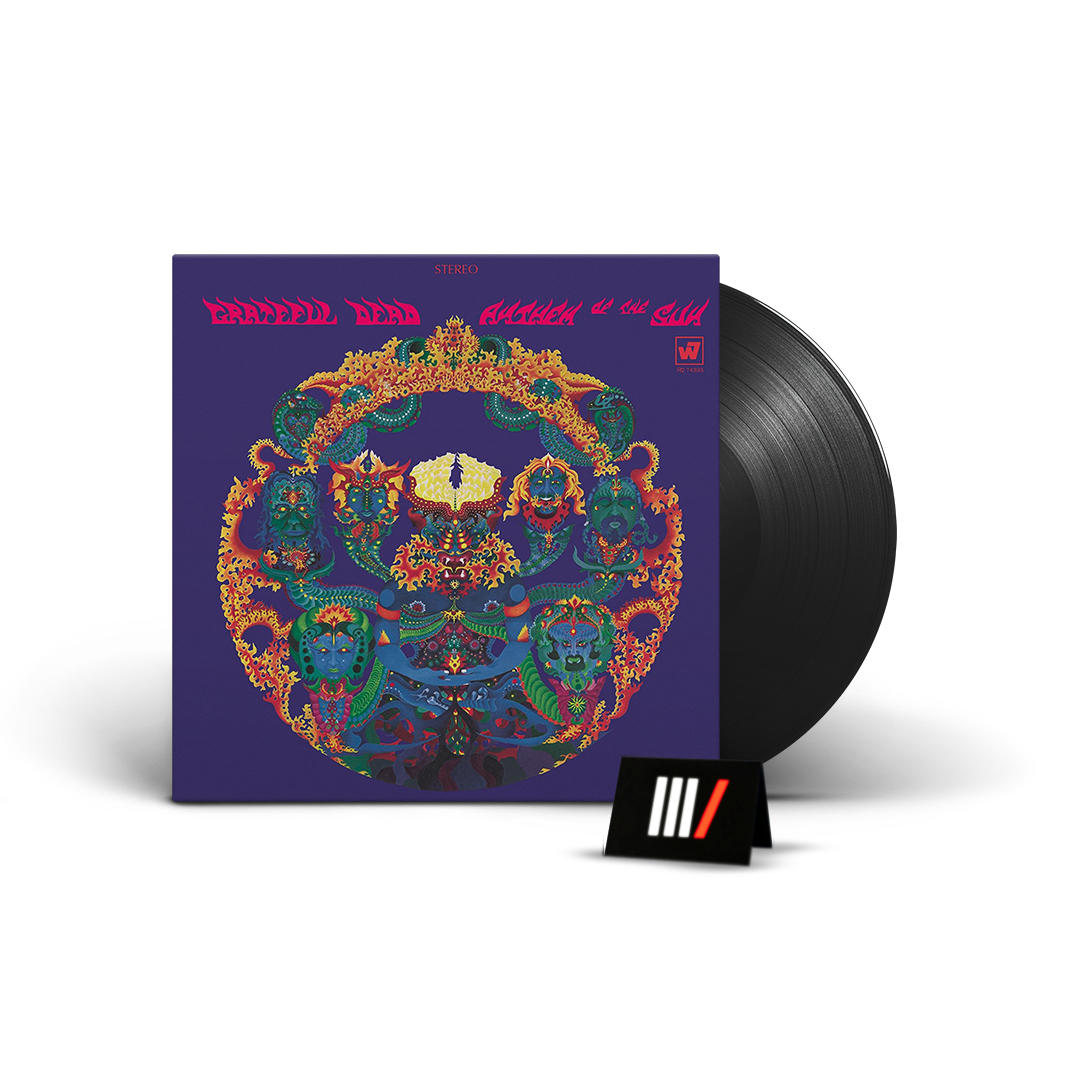 A Grateful Dead albumjának borítója. Színes pszichedelikus dizájn, jobbra egy bakelit lemezzel.