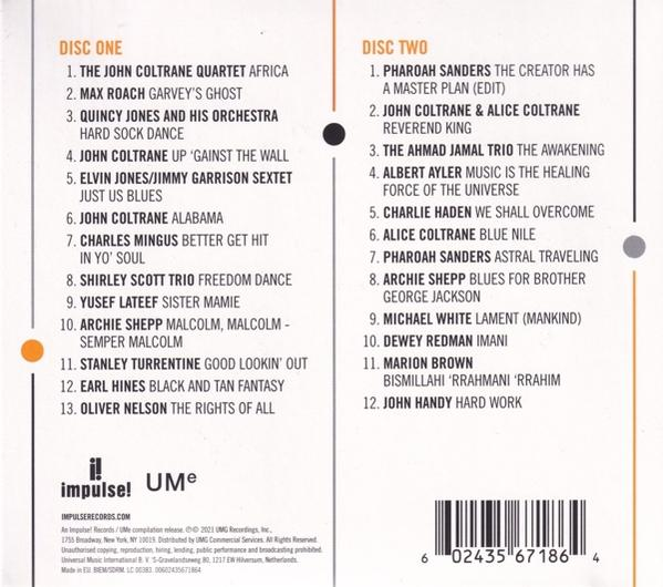 CD-Cover mit Songtiteln und Credits. Die CD trägt den Titel "The John Coltrane Quartet Africa".