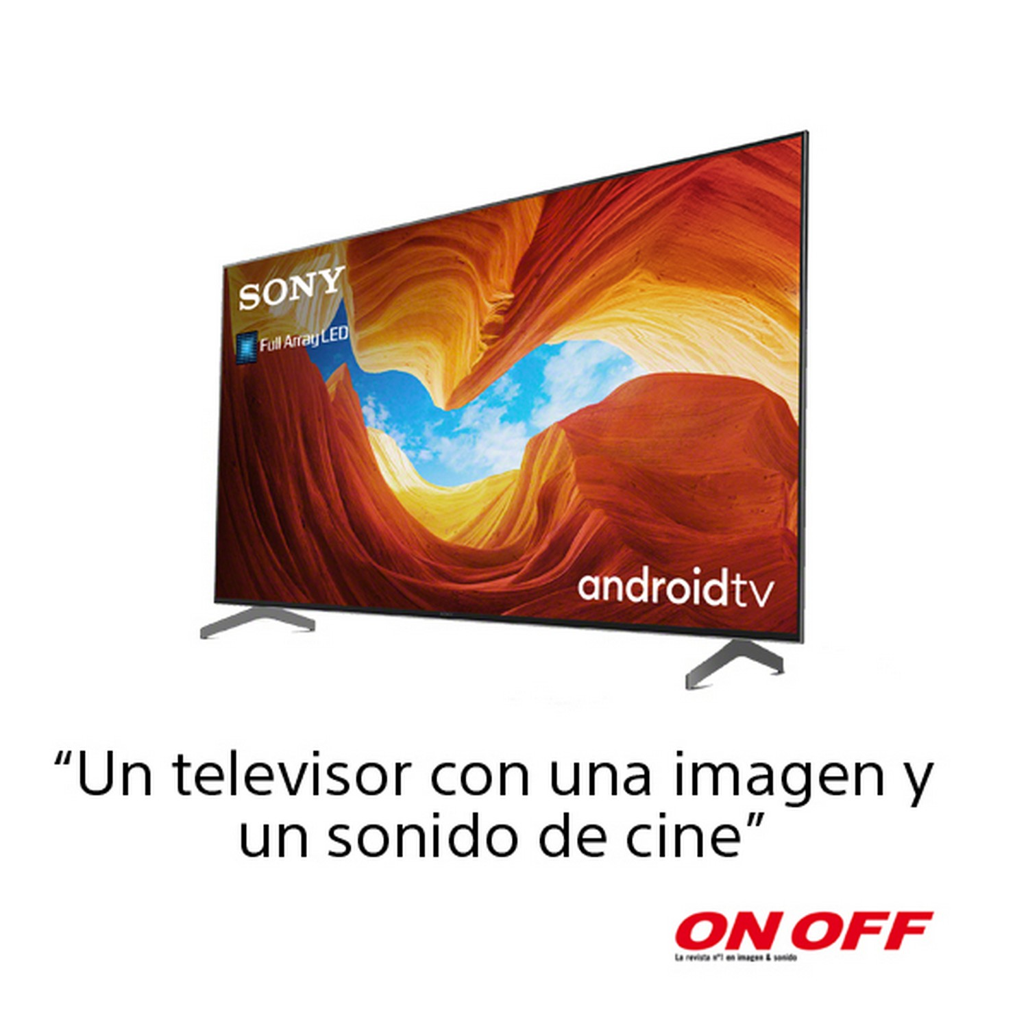 Sony Android TV, pantalla grande con escena natural colorida.