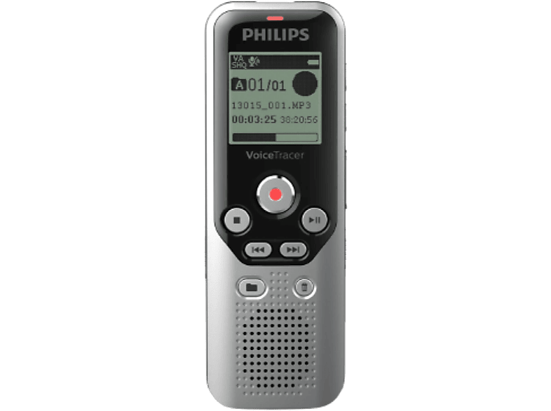 Grabadora de voz - Philips VoiceTracer DVT1250, 32 GB, MicroSD, Jack 3,5 mm, USB 2.0, PC, Plata