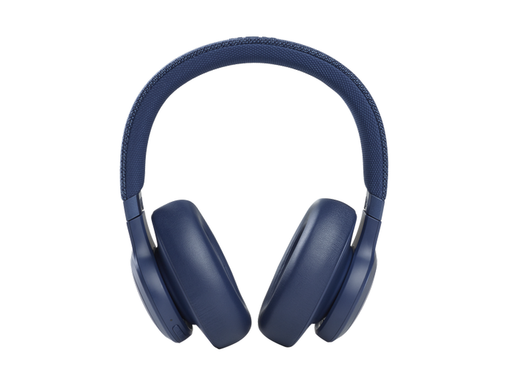 Auriculares azules supraaurales con diadema y almohadillas acolchadas.