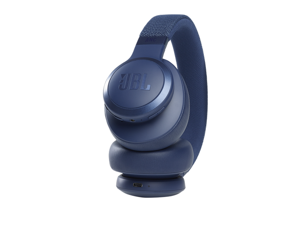 Auriculares JBL azules con el logotipo de JBL.