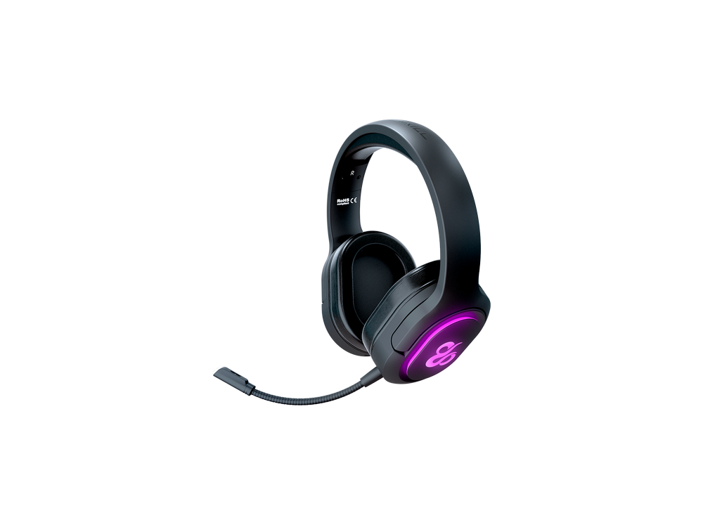 Auriculares gaming - Newskill Scylla, Con o sin cable, 32 Ω, Omnidireccional, Iluminación RGB, Negro