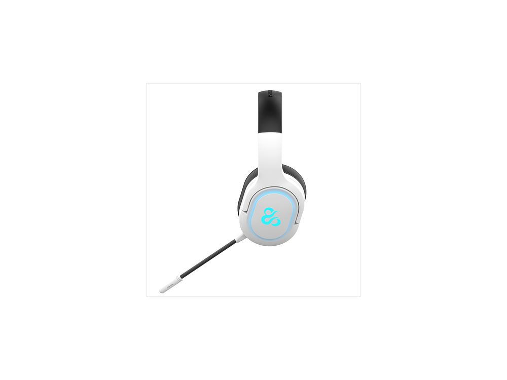 Auriculares para juegos blancos con micrófono.
