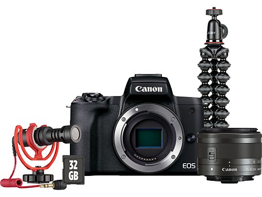 CANON EOS M50 Mark II Kit pour vlogueur - Appareil photo à objectif interchangeable Noir