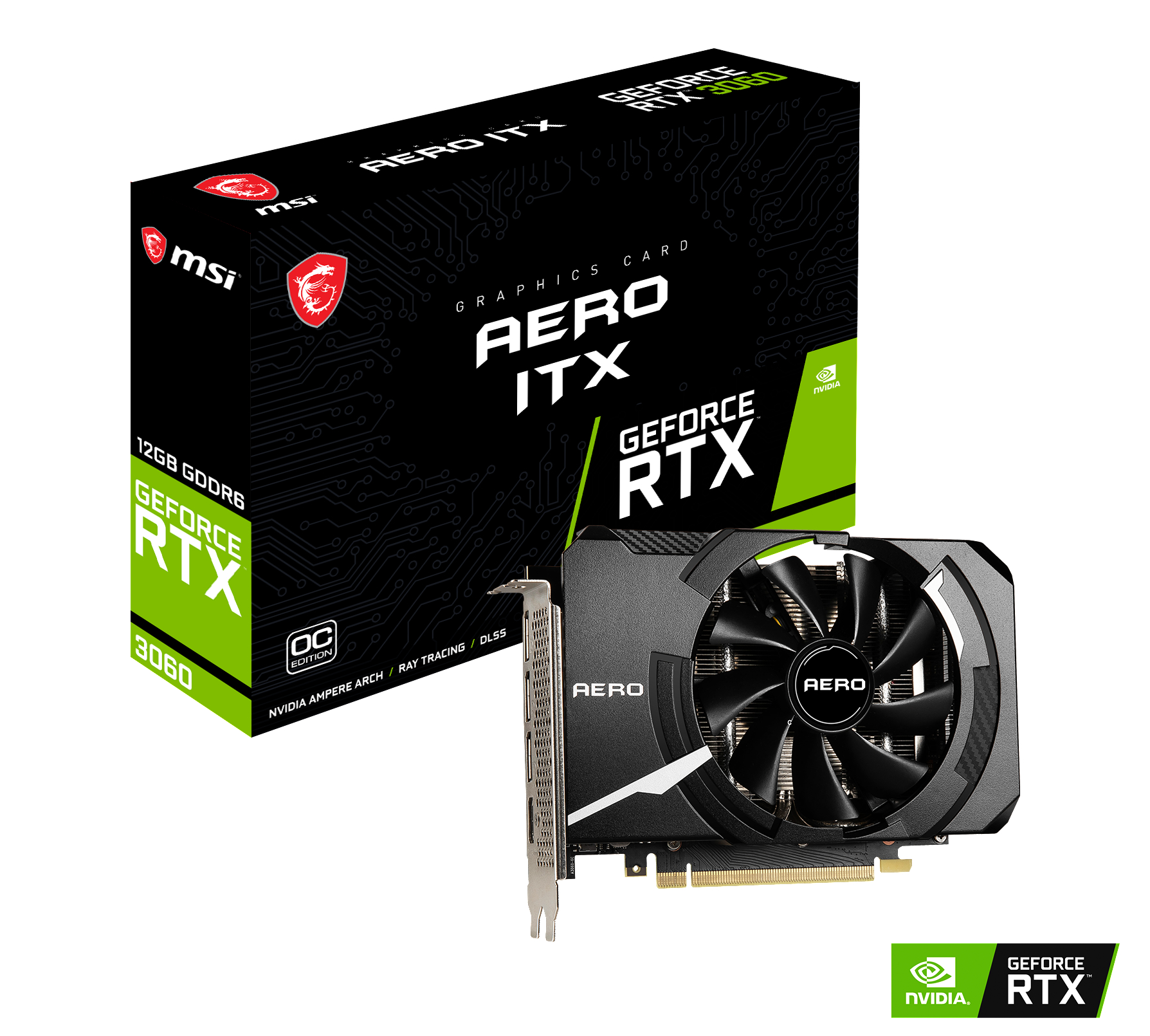 MSI GeForce RTX™ 3060 AERO ITX OC 12GB (V809-3689R) (NVIDIA, Grafikkarte)